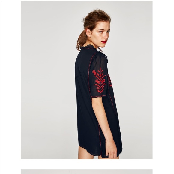 Zara FLOWING EMBROIDERED DRESS - Picture 5 of 8
